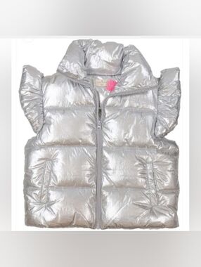 NWT Silver Metallic Puffer Vest Women's